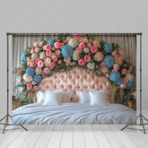 Lofaris White Curtain Floral And Soft Headboard Backdrop